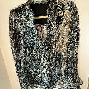 Alice + Olivia Black and Gray Blouse